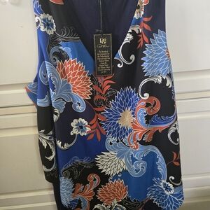 DG2 by Diane Gilman Blue Graphic Easy Tank Top